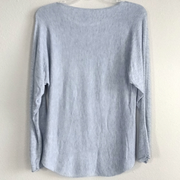 Rachel Zoe cashmere blend size L evil eye jeweled crew neck grey sweater - Picture 4 of 5